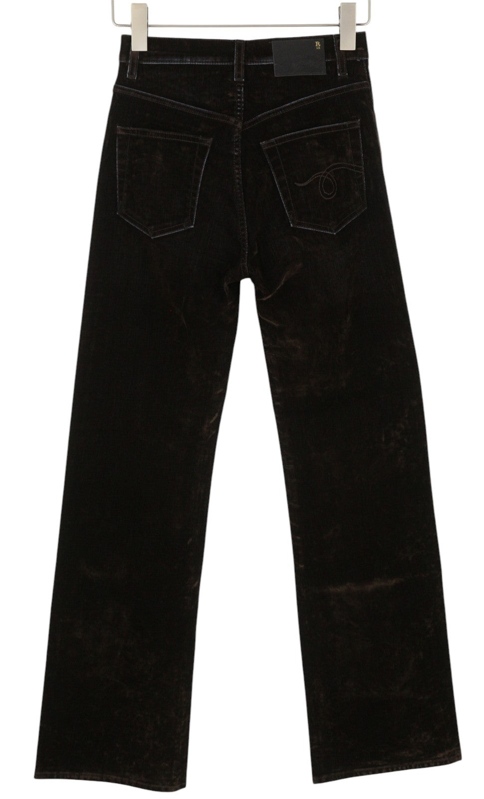 R13 Jane Women Jeans 25 Flocked Brown Velvet Soft Zipper Mid Rise Dark Denim