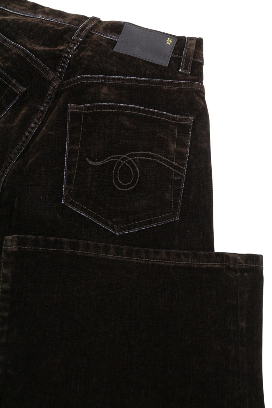 R13 Jane Women Jeans 25 Flocked Brown Velvet Soft Zipper Mid Rise Dark Denim