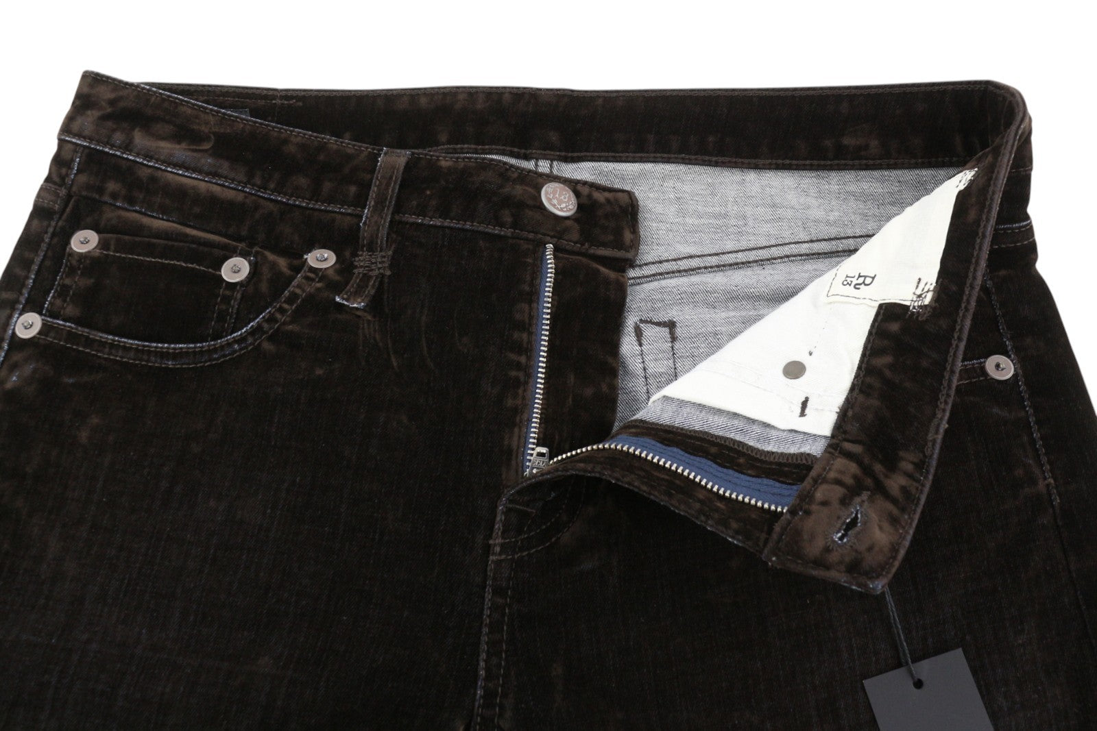 R13 Boy Straight Women Jeans 30 Flocked Brown Velvet Cropped Ankle Low Rise