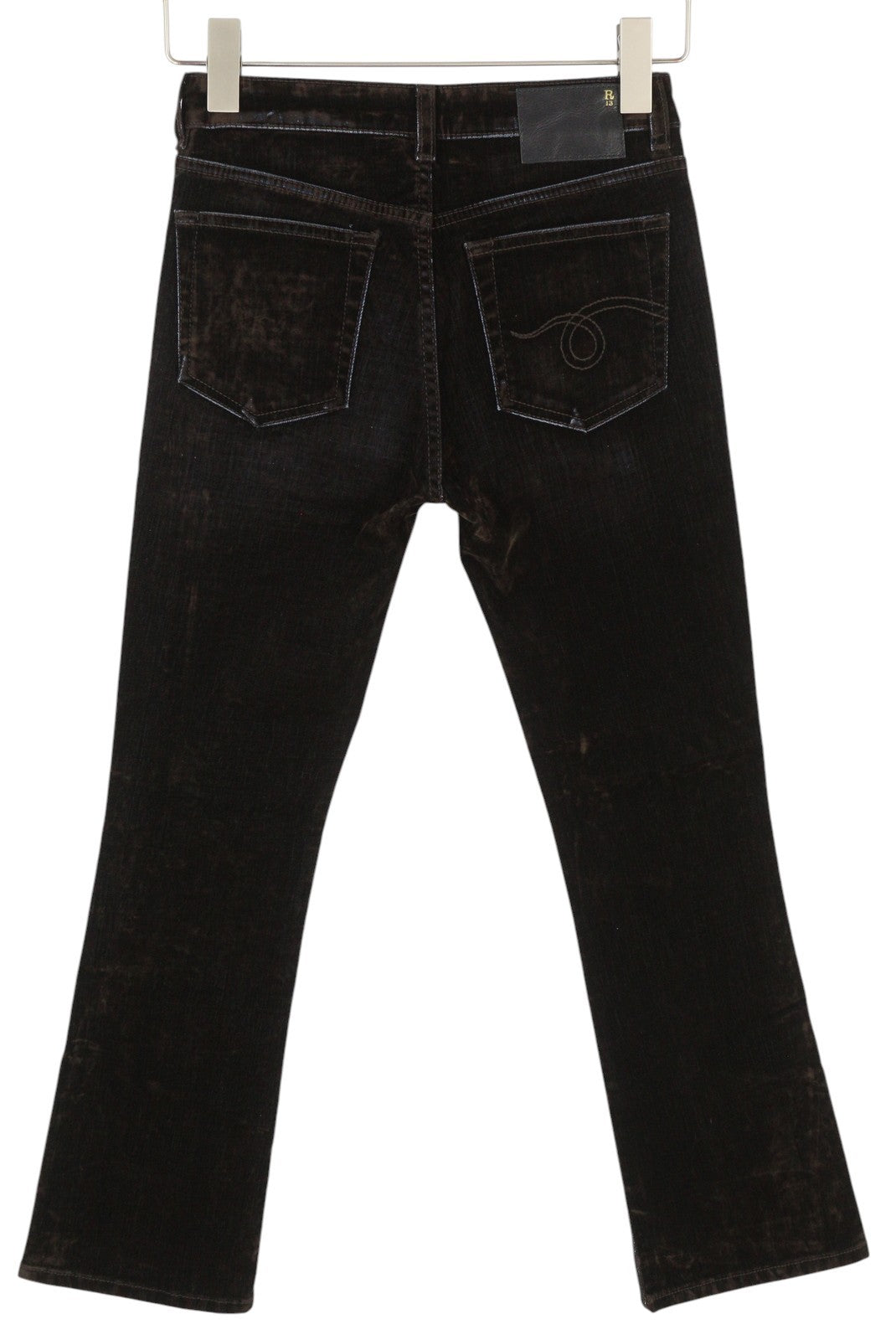 R13 Kick Fit Women Jeans 24 Flocked Brown Velvet Cropped Ankle Length Low Rise