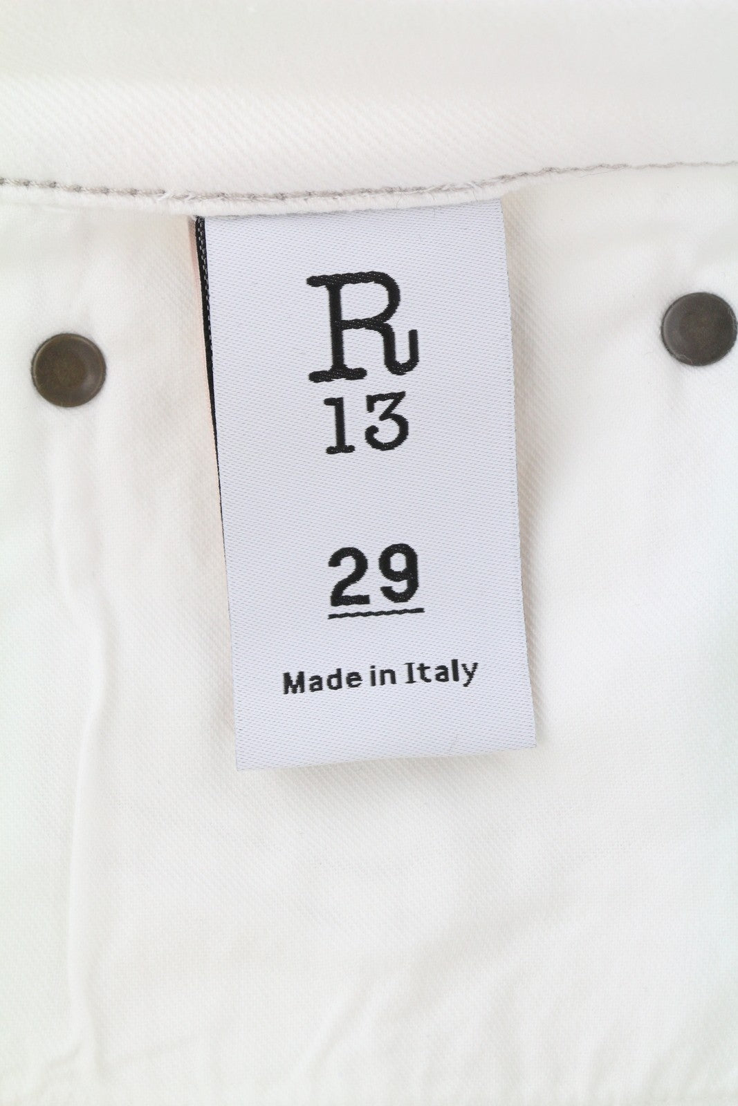 R13 Kick Fit Women Jeans 29 Bale White Flared Ankle Cropped Zip Fly Light Denim