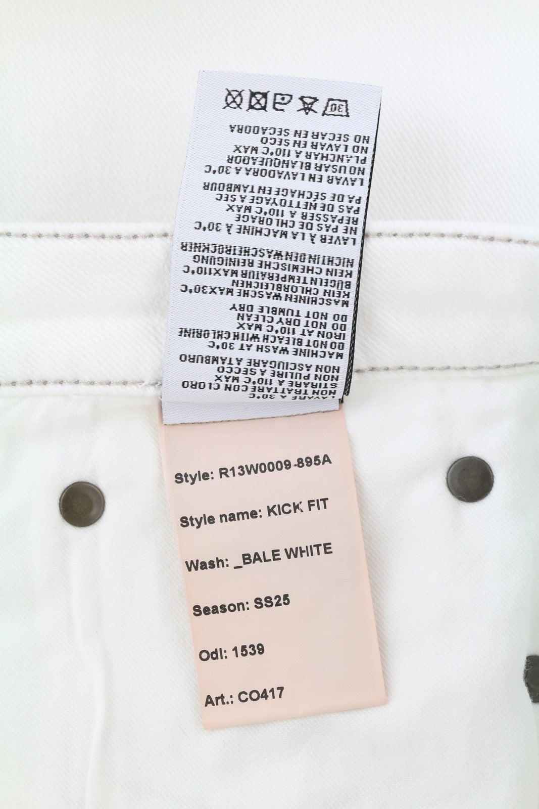 R13 Kick Fit Women Jeans 29 Bale White Flared Ankle Cropped Zip Fly Light Denim