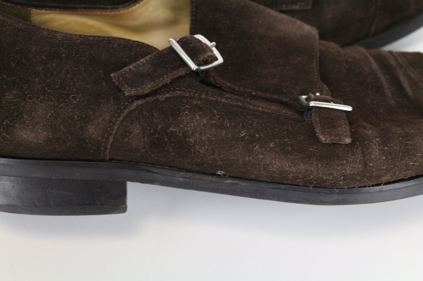 SUITSUPPLY Men's Shoes EU47 Brown Suede Double Buckle Low-Top Formal Style