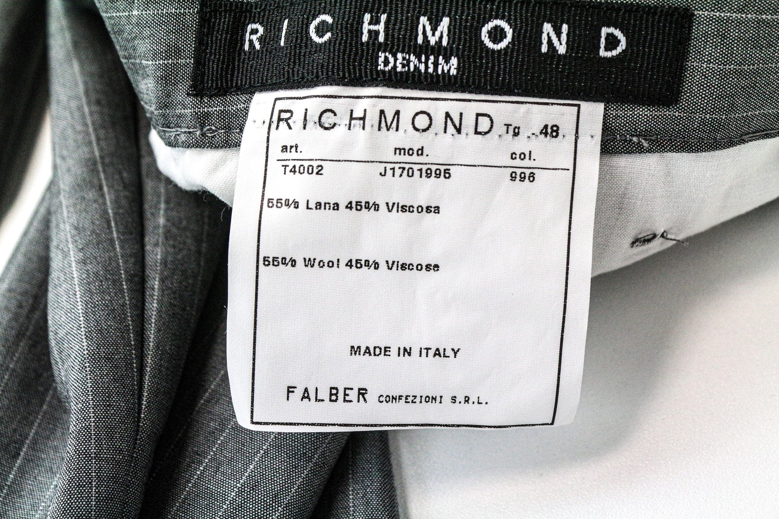 RICHMOND Men's Trousers UK16 Grey Wool Blend Striped Dress Pants Classic
