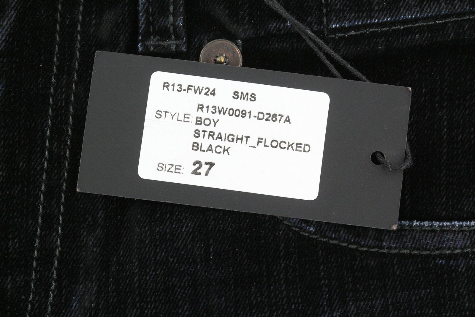 R13 berniukiški tiesūs moteriški džinsai 27, juodi, trumpinti iki kulkšnių, tamsūs 