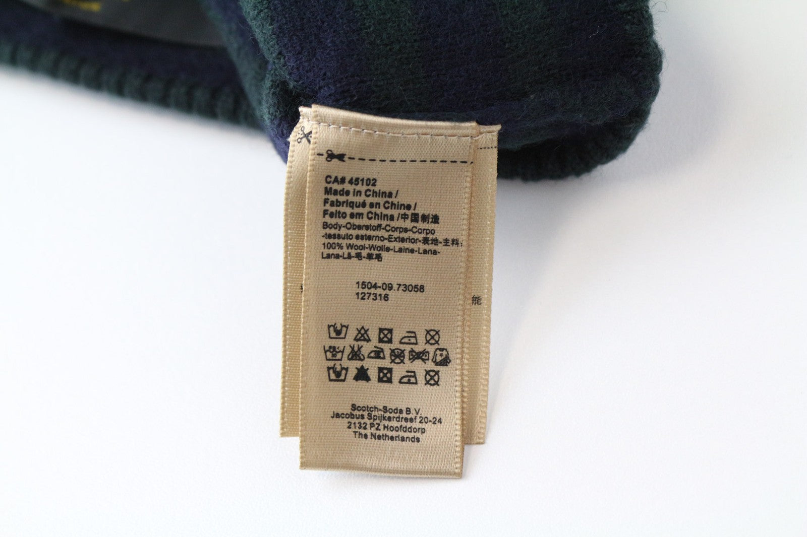 SCOTCH & SODA Men's Hat OS Blue Wool 2-Pack Cuffed Beanies Striped Pattern