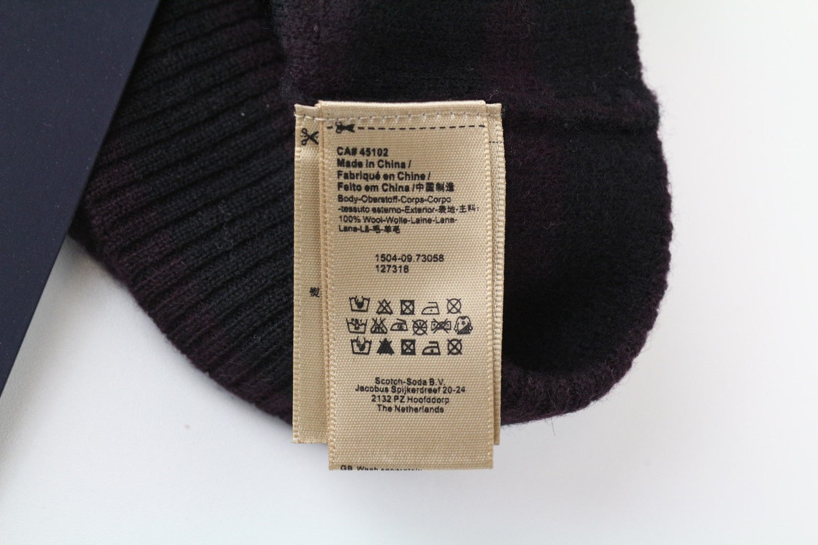 SCOTCH & SODA Men's Hat OS Blue Wool 2-Pack Cuffed Beanies Striped Pattern