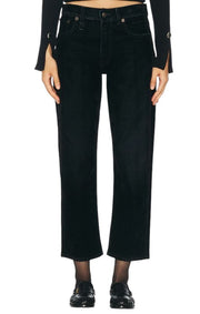 R13 Romeo Women Jeans 29 Flocked Black Velvet Cropped Ankle Length Low Rise Dark