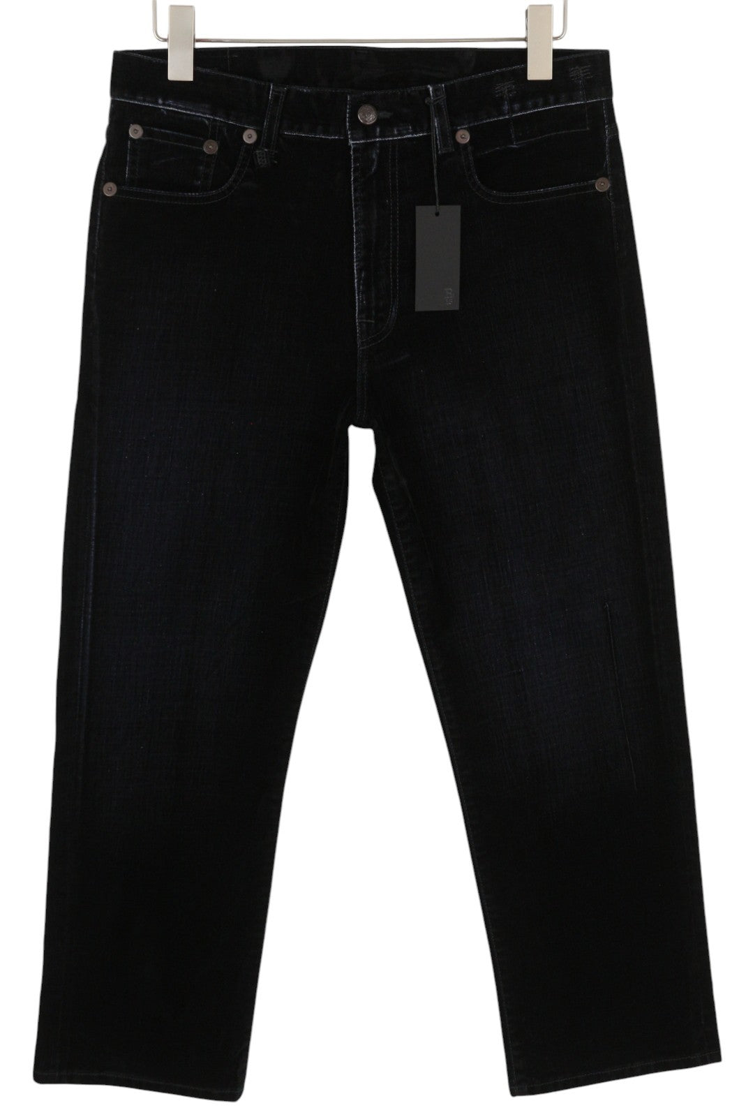 R13 Romeo Women Jeans 29 Flocked Black Velvet Cropped Ankle Length Low Rise Dark