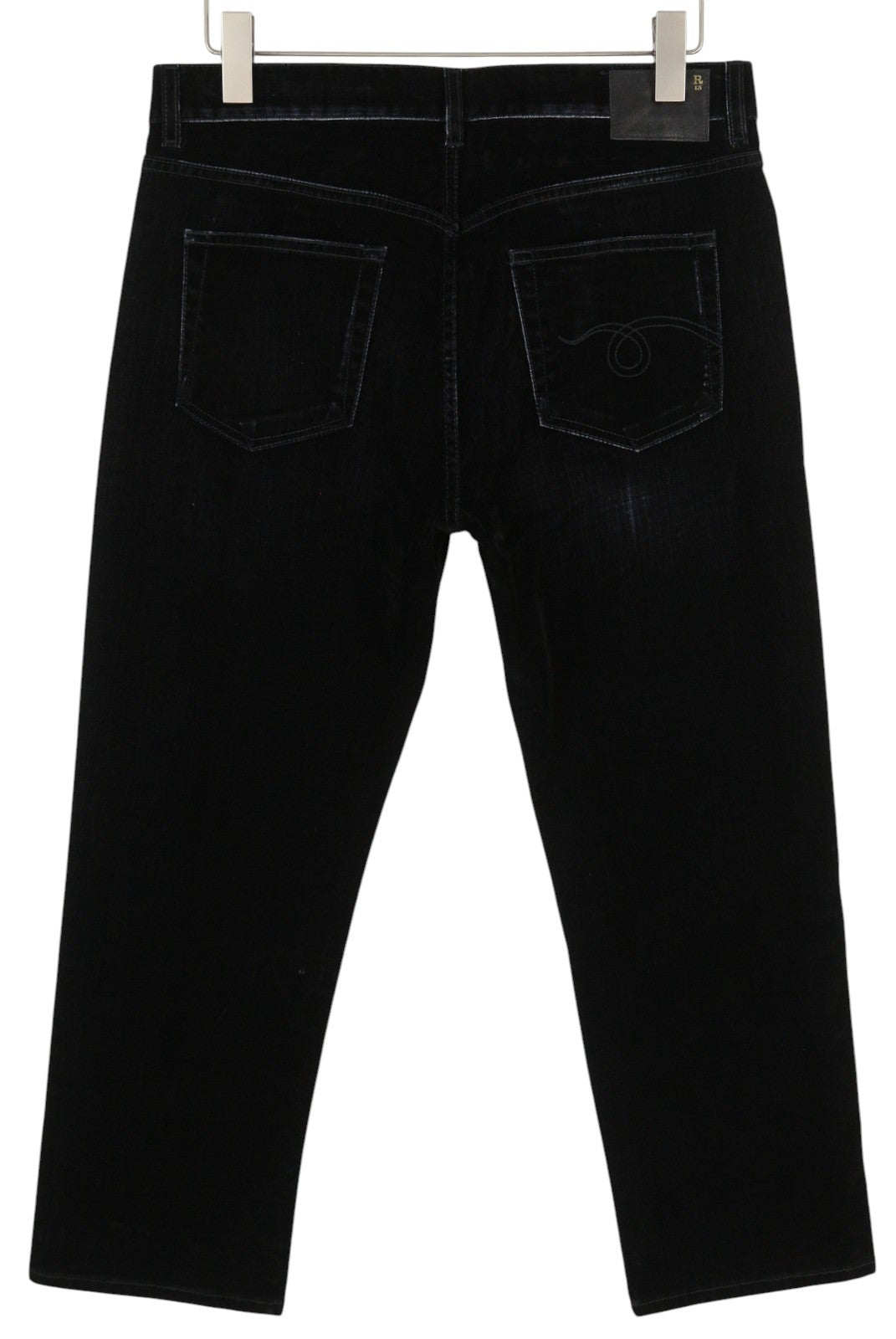 R13 Romeo Women Jeans 29 Flocked Black Velvet Cropped Ankle Length Low Rise Dark