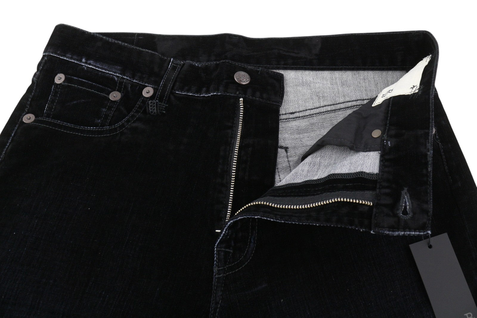 R13 Romeo Women Jeans 29 Flocked Black Velvet Cropped Ankle Length Low Rise Dark