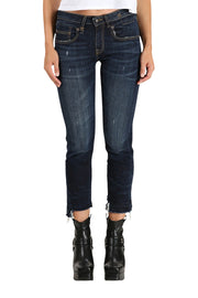 R13 Boy Straight Women Jeans 27 Howel Indigo Faded Distress Cropped Ankle Length