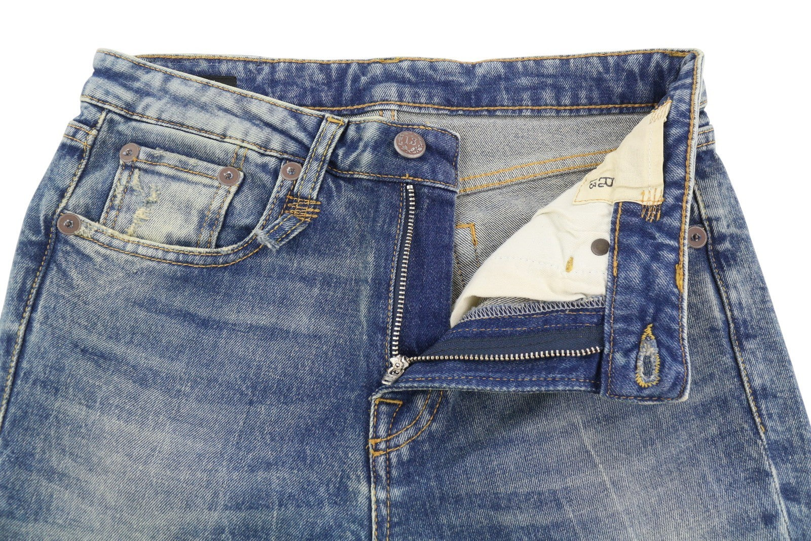 R13 Kick Fit Women Jeans 25 Kelly Stretch Flared Cropped Faded Denim RRP€699