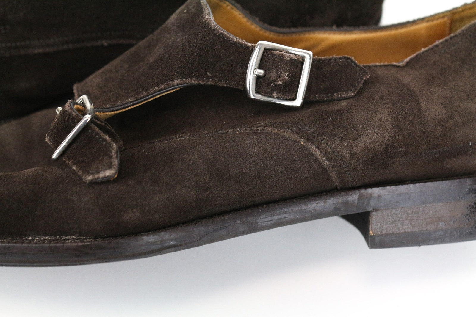 SUITSUPPLY Men's Shoes EU43 Dark Brown Calf Suede Double Monk Formal Style