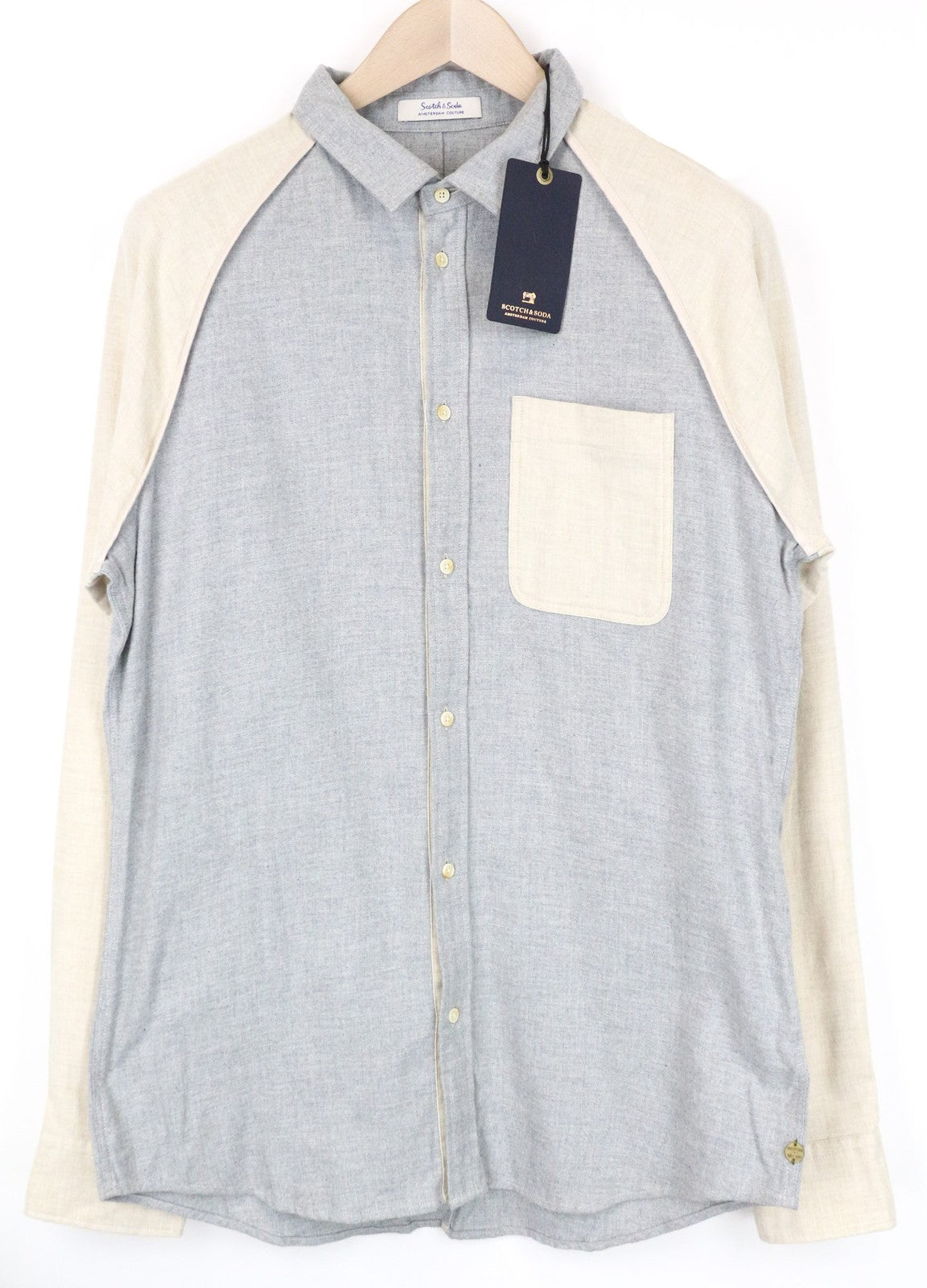 SCOTCH &amp; SODA vyriški marškiniai ~M smėlio spalvos flanelės su melanžo sagomis 