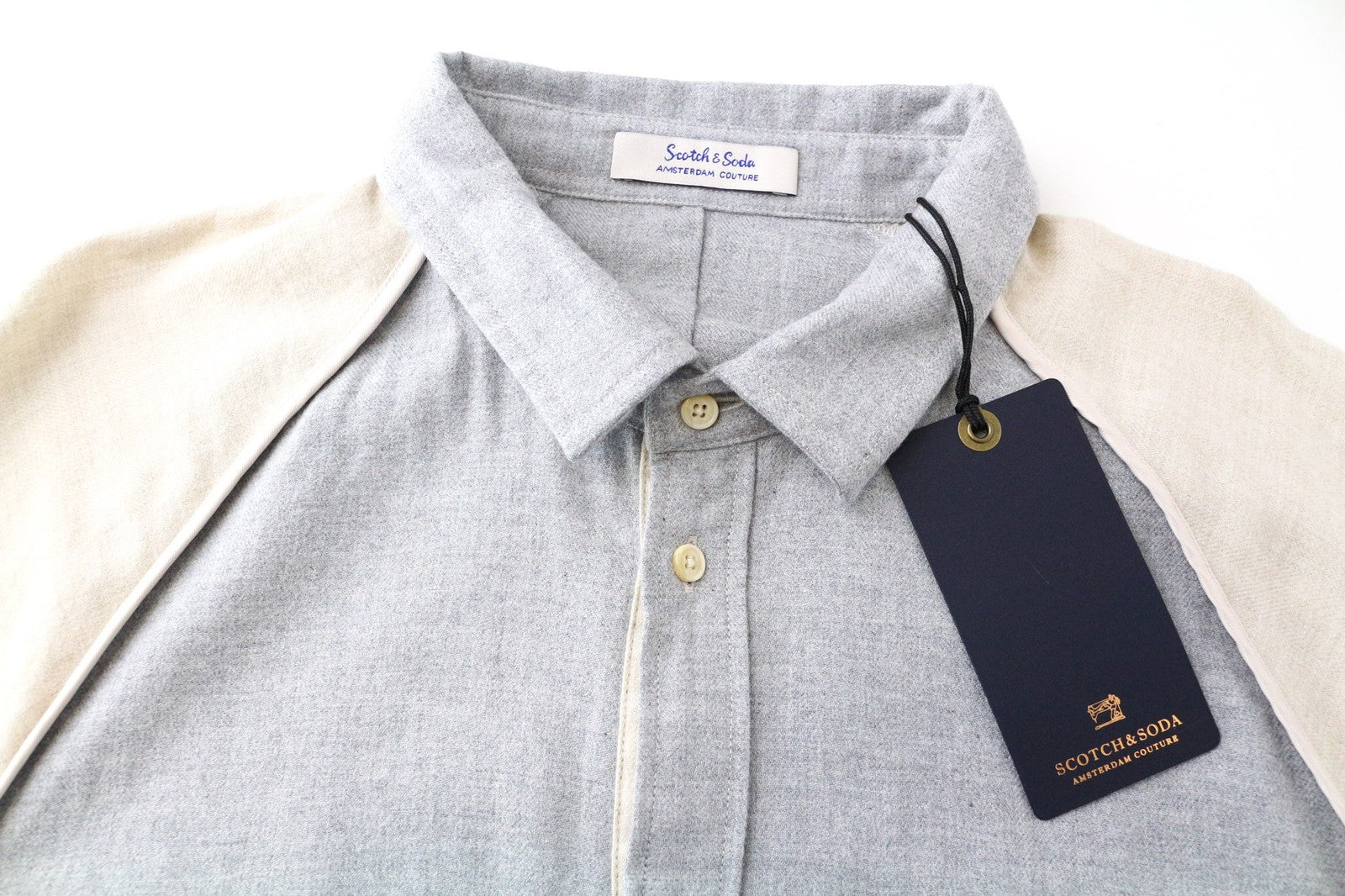 SCOTCH &amp; SODA vyriški marškiniai ~M smėlio spalvos flanelės su melanžo sagomis 