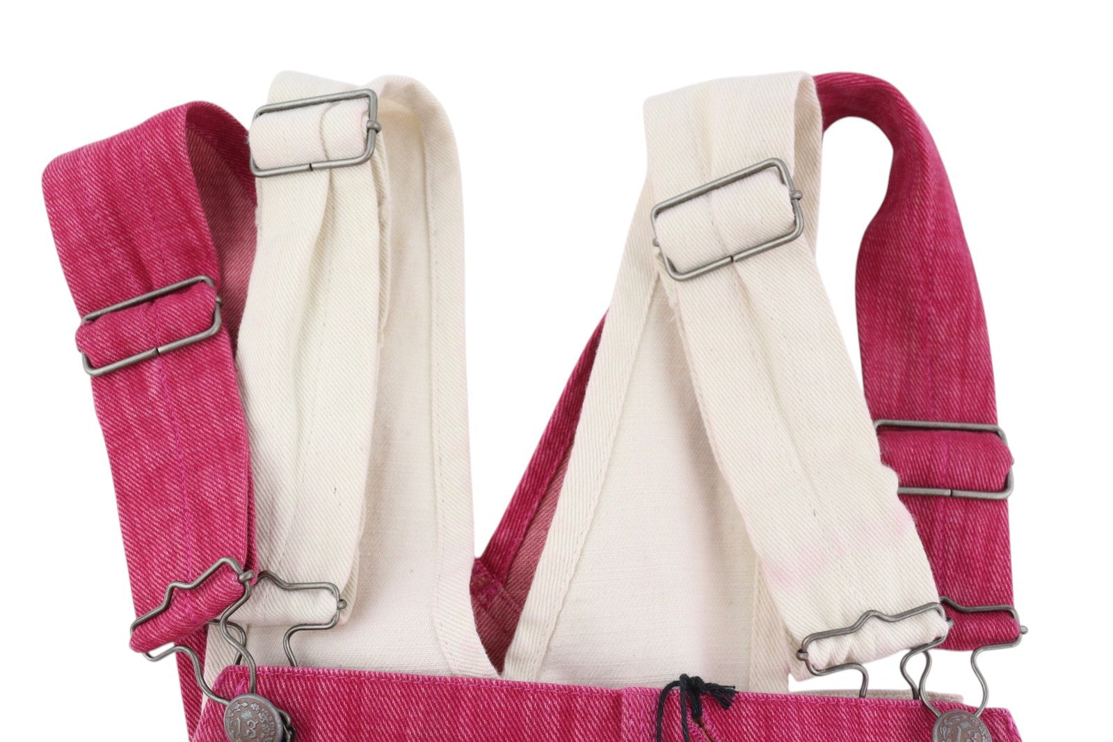 R13 dvigubas seilinukas „Damon“ moteriškas kombinezonas M, vintažinės rožinės spalvos, išblukintas, dideli džinsai, rekomenduojama kaina – 1299 € 