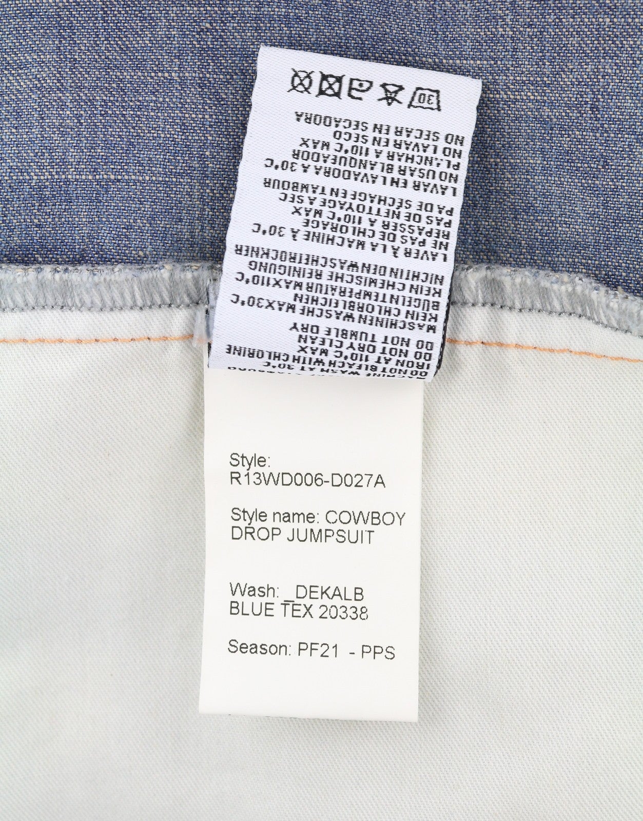 R13 kaubojiškas moteriškas kombinezonas M, Dekalb mėlynas, skalbtas, didelis, rekomenduojama kaina 1699 € 