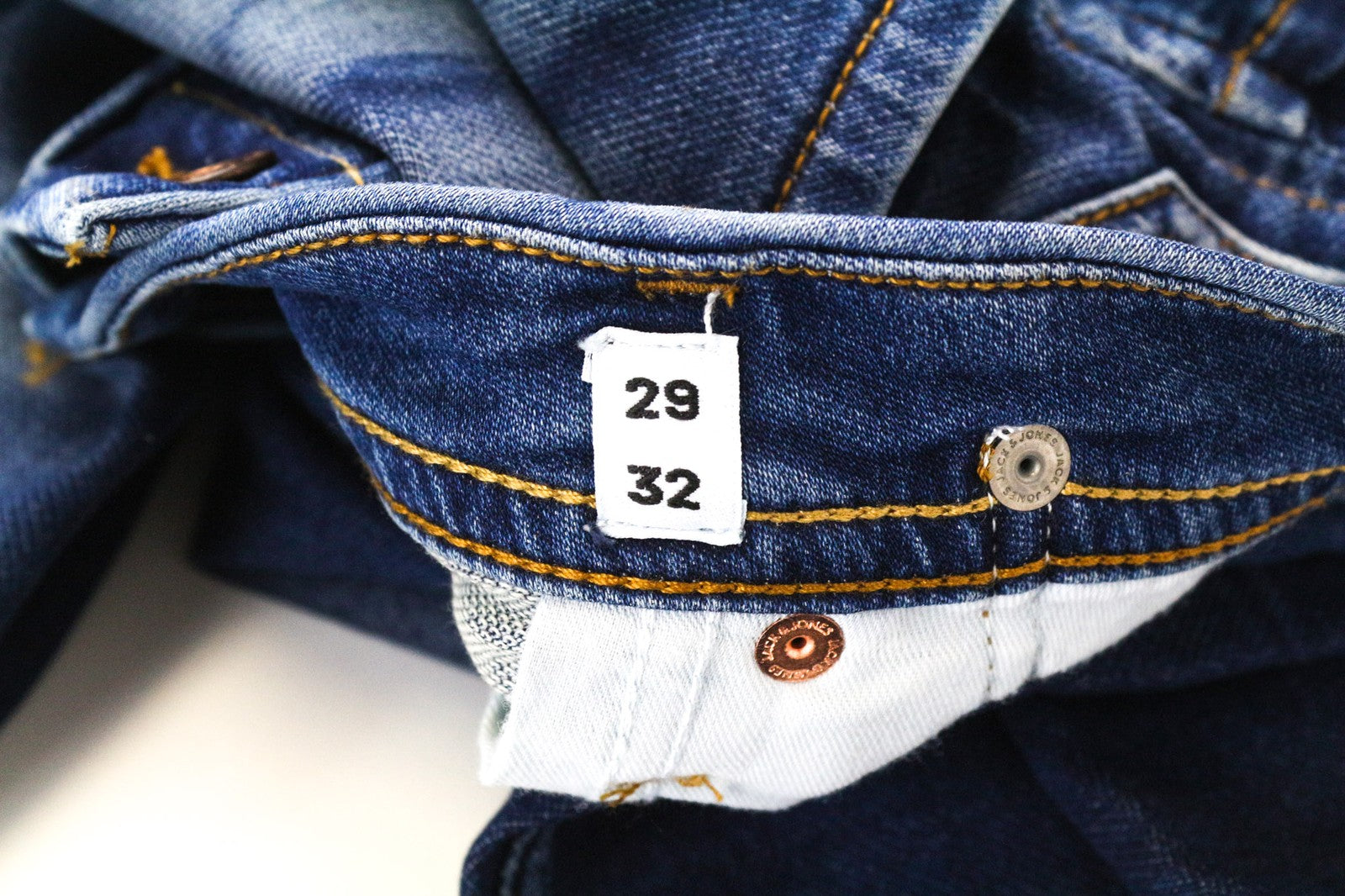 JACK & JONES Tim Men's W29/L32 Blue Wash Jeans Slim Straight Cotton Blend