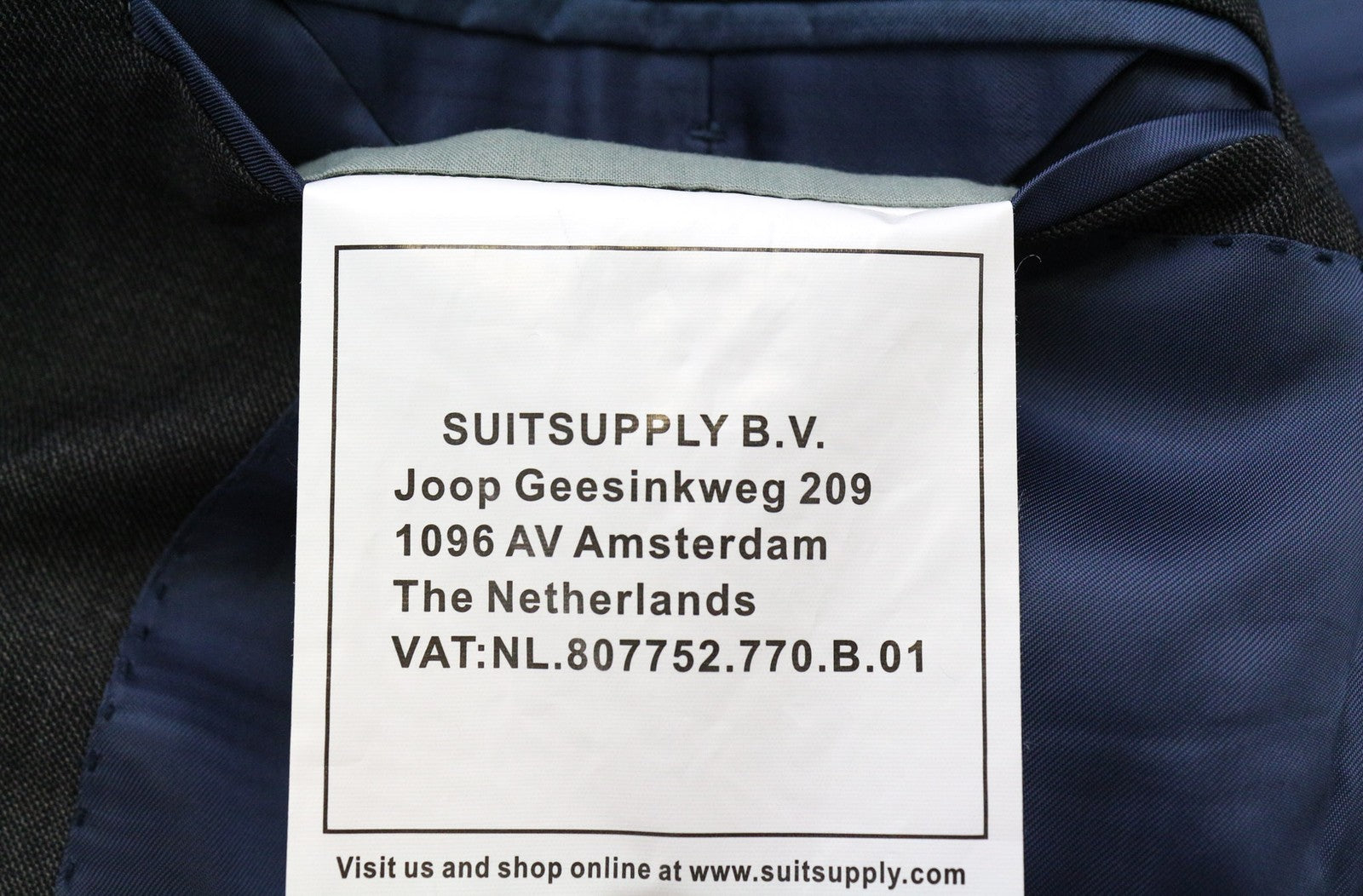 SUITSUPPLY Men's UK40S Mid Grey Melange Sharkskin Wool Blazer Slim Formal Cut