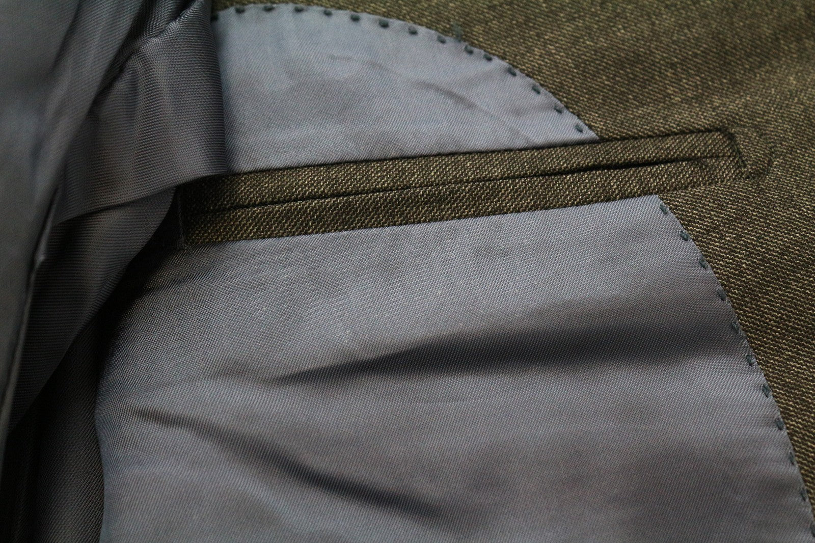 SUITSUPPLY Men's UK40S Mid Grey Melange Sharkskin Wool Blazer Slim Formal Cut