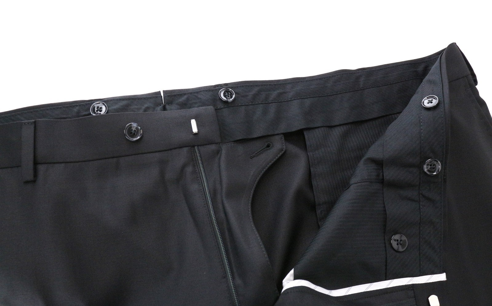 SUITSUPPLY Brescia Men's UK58R Black Wool Trousers Pleated Front Fully Lined