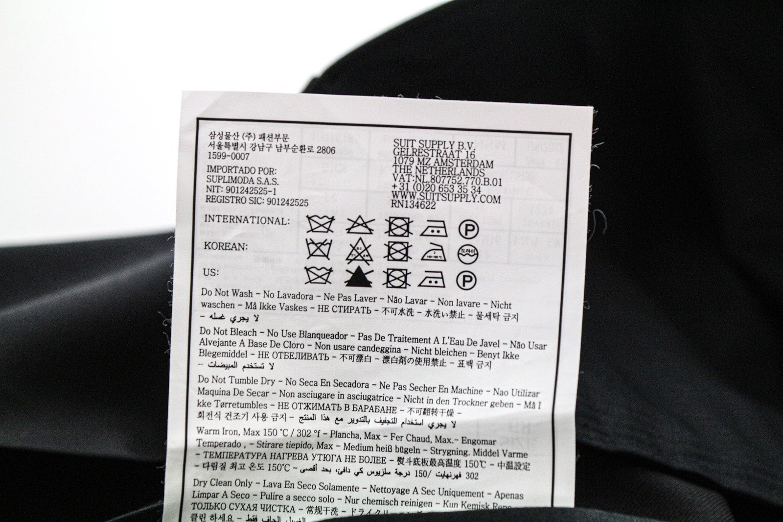 SUITSUPPLY Brescia Men's UK58R Black Wool Trousers Pleated Front Fully Lined