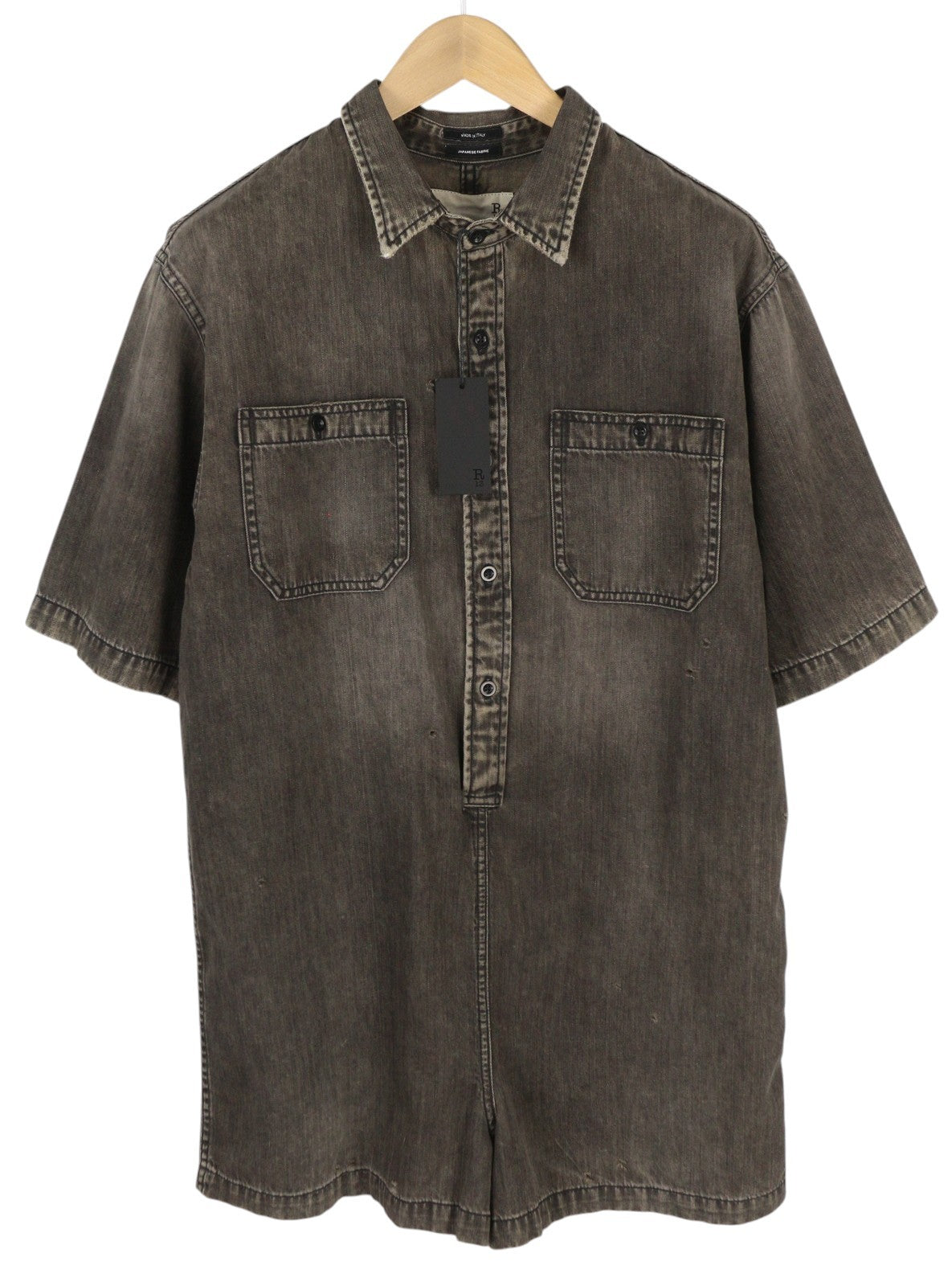 R13 Freddy kaubojiški moteriški marškinėliai su romperiu M Elmore juodi tekstiliniai marškinėliai su išblukusia danga RRP 799 € 