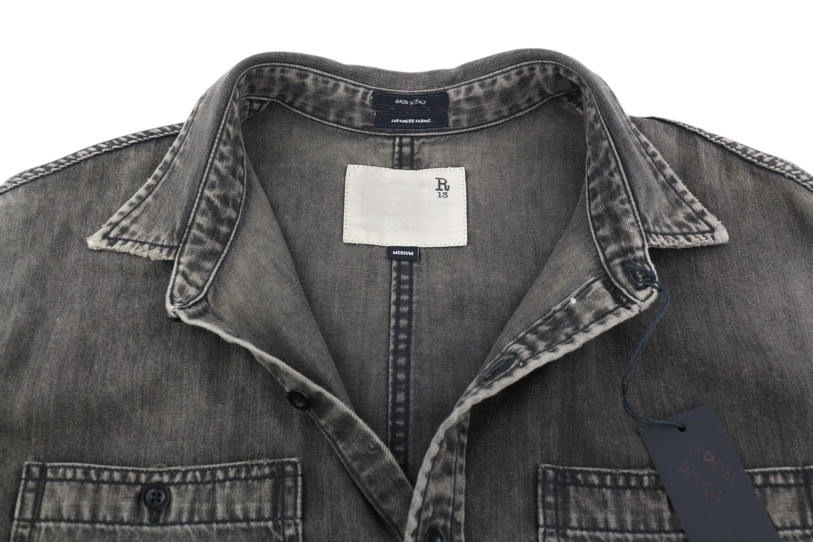 R13 Freddy kaubojiški moteriški marškinėliai su romperiu M Elmore juodi tekstiliniai marškinėliai su išblukusia danga RRP 799 € 