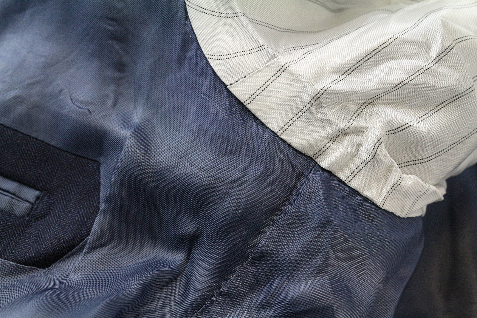 SUITSUPPLY Livorno Men's UK42L Blue Slim Herringbone Wool Blazer Classic Lined