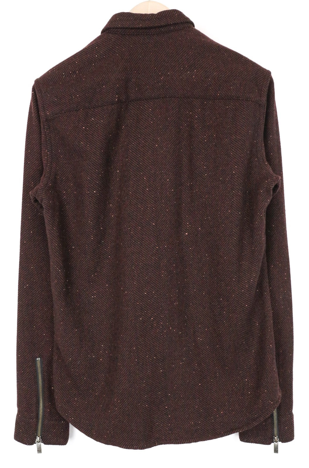 SCOTCH &amp; SODA vyriški marškinėliai su ruda, violetine vilnos mišinio rašto striuke S dydžio 