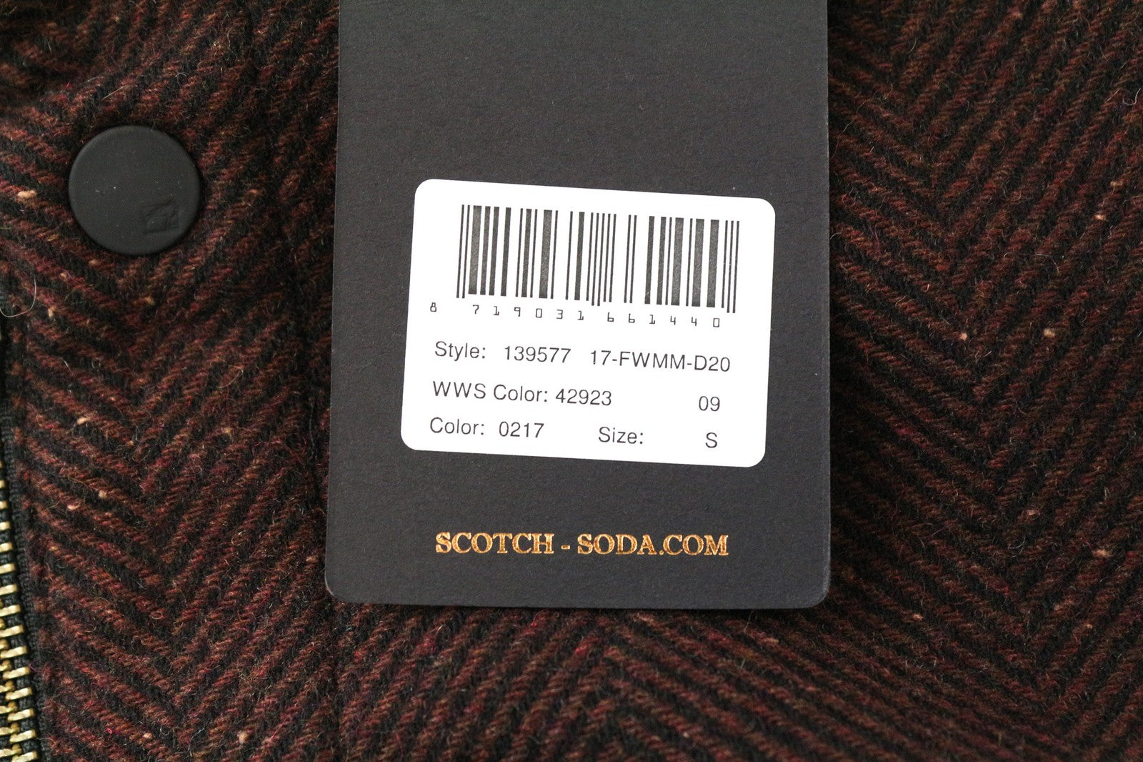 SCOTCH &amp; SODA vyriški marškinėliai su ruda, violetine vilnos mišinio rašto striuke S dydžio 