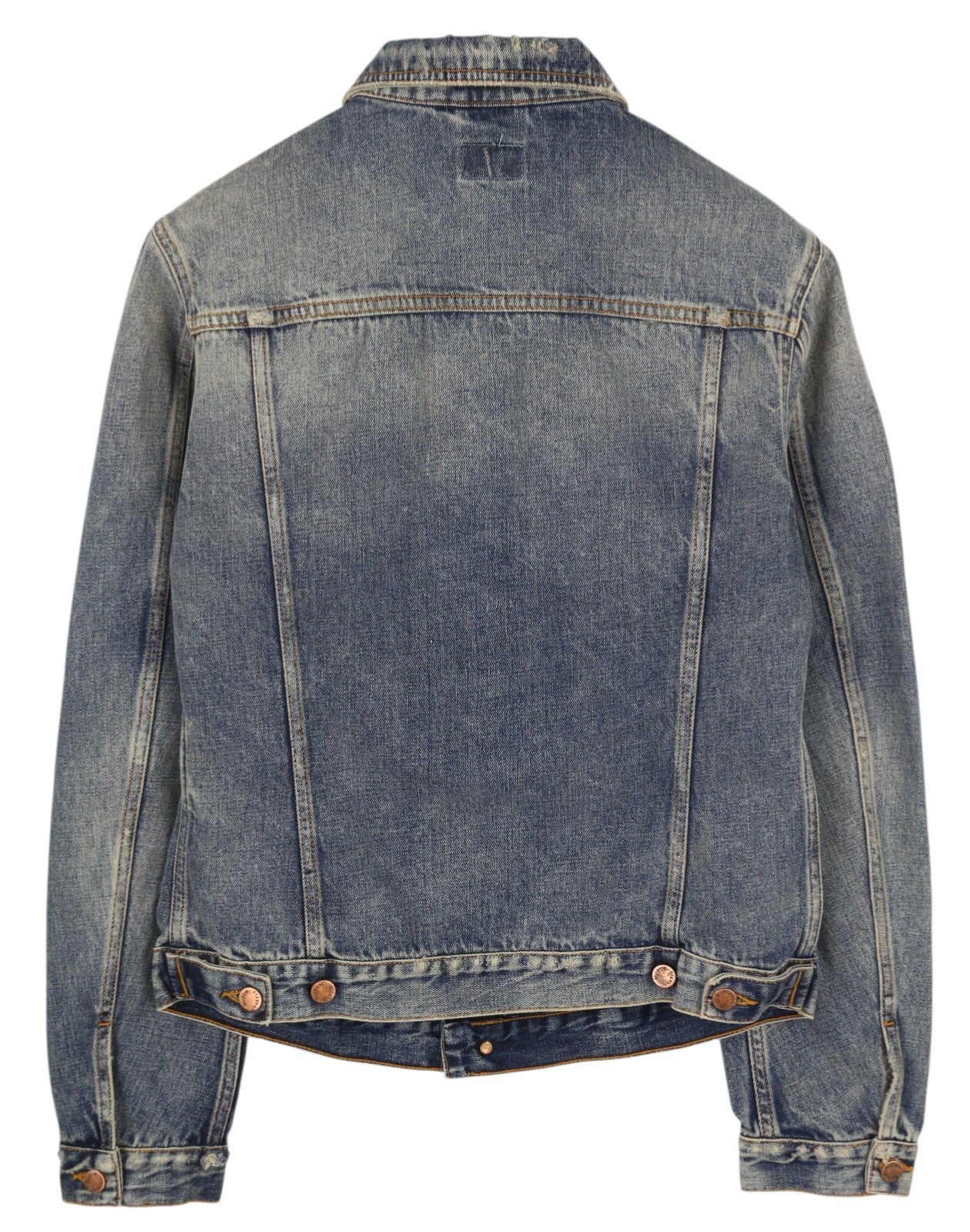 NUDIE JEANS Billy Men Jacket M Shimmering Indigo Button-Up Distress Denim Blue