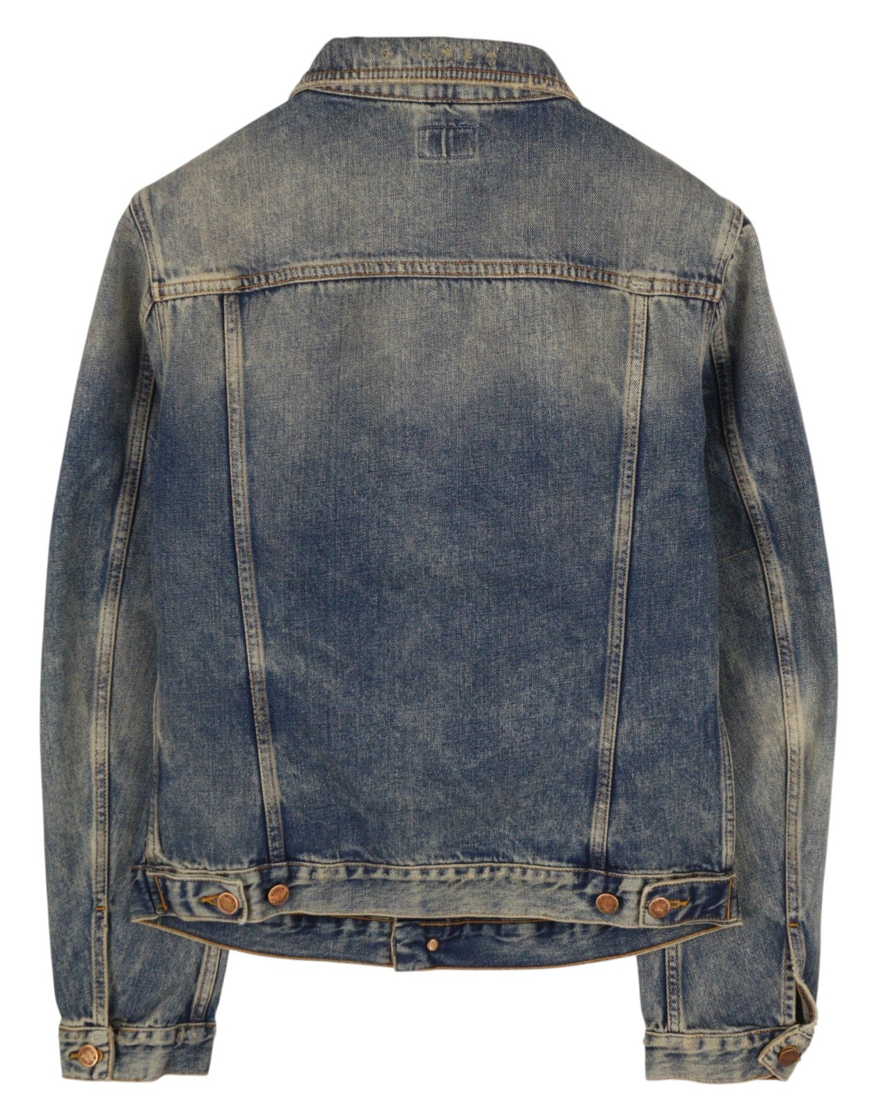 NUDIE JEANS Men Jacket M Denim Blue Faded Washed Button-Up Neck Casual