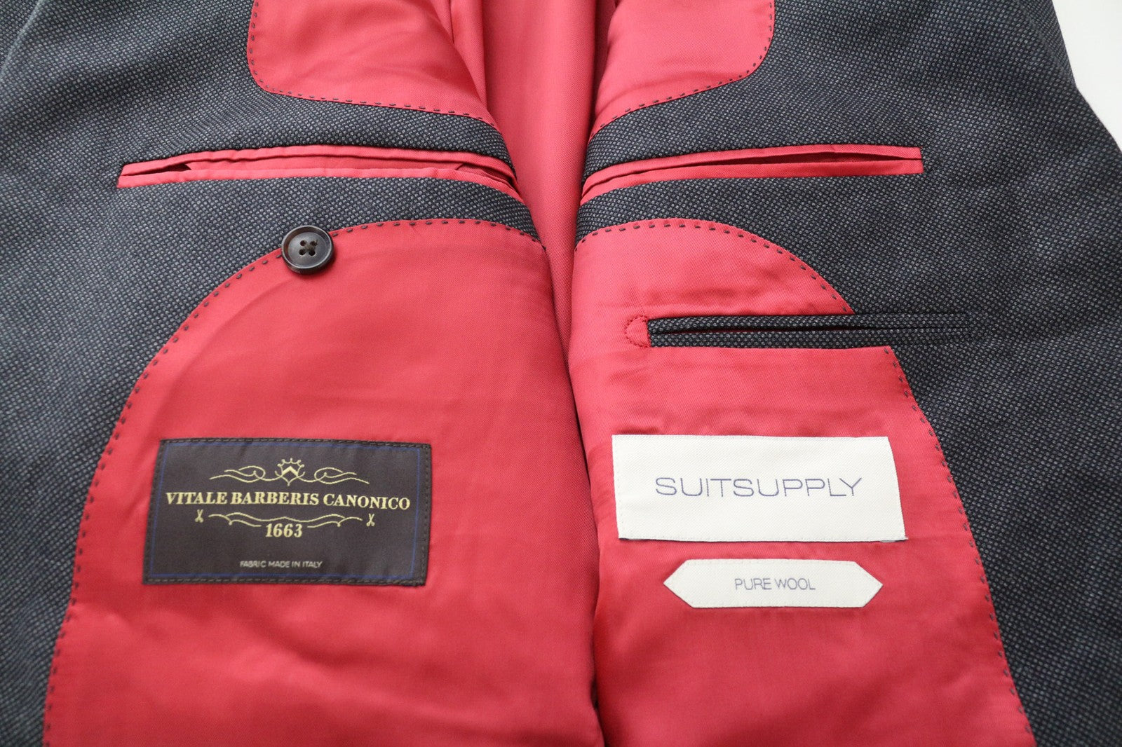 SUITSUPPLY Sienna Men's UK42L Grey Birdseye Check Wool Blazer Melange Formal