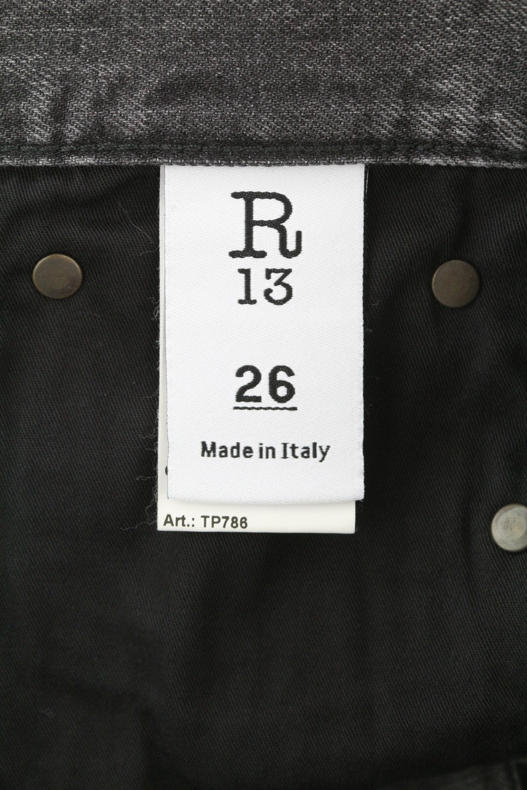 R13 Boyfriend moteriški džinsai 26 Wilson juodi išblukinti skalbti iki kulkšnių SS25 