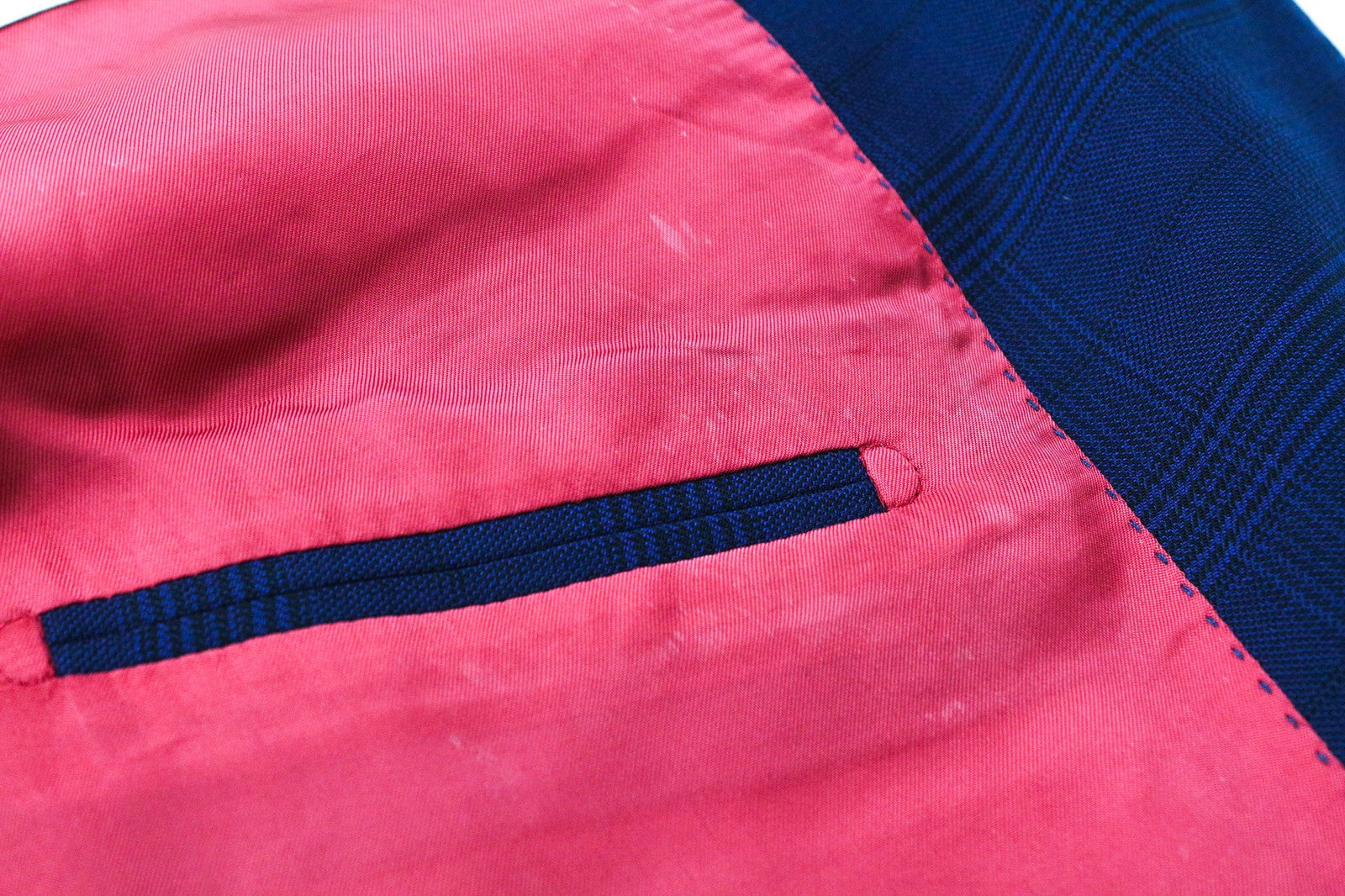 SUITSUPPLY Sienna Men's UK34R Blue Glen Check Wool S130s Slim Straight Blazer