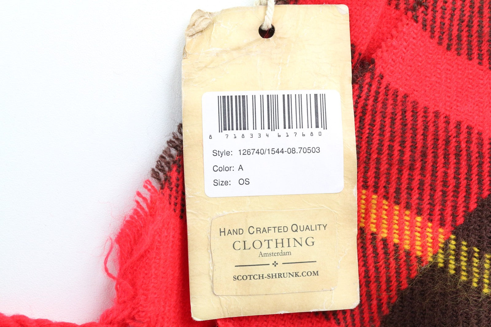 SCOTCH SHRUNK Boys OS Red Yellow Check Scarf with Tassel Fringe