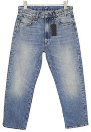 R13 Cuffed X-BF vyriški džinsai, 33 Jasper, iki kulkšnies, užtrauktuku, skalbti, blukinti, SS25, mėlyni 