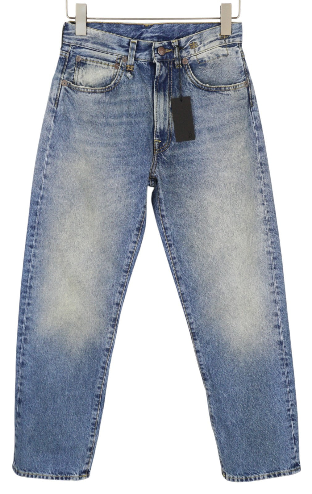 R13 Cuffed X-BF moteriški džinsai su rankogaliais 23 Jasper Ankle užtrauktuku, skalbti, blukinti, SS25 mėlyni 