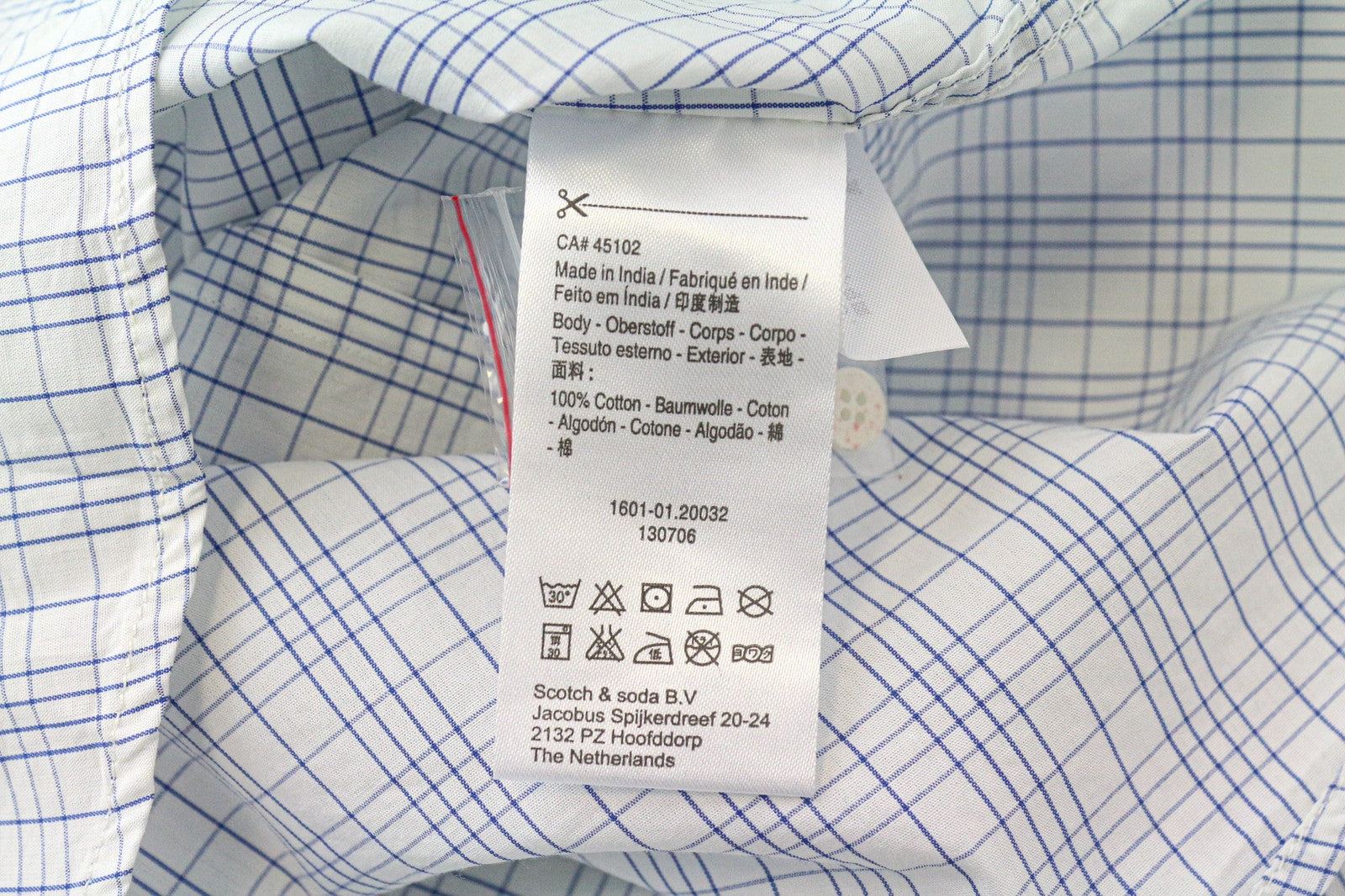 SCOTCH &amp; SODA vyriški šviesiai mėlyni languoti medvilniniai marškiniai su melanžo raštu, ploni su sagomis užsegami M dydžio