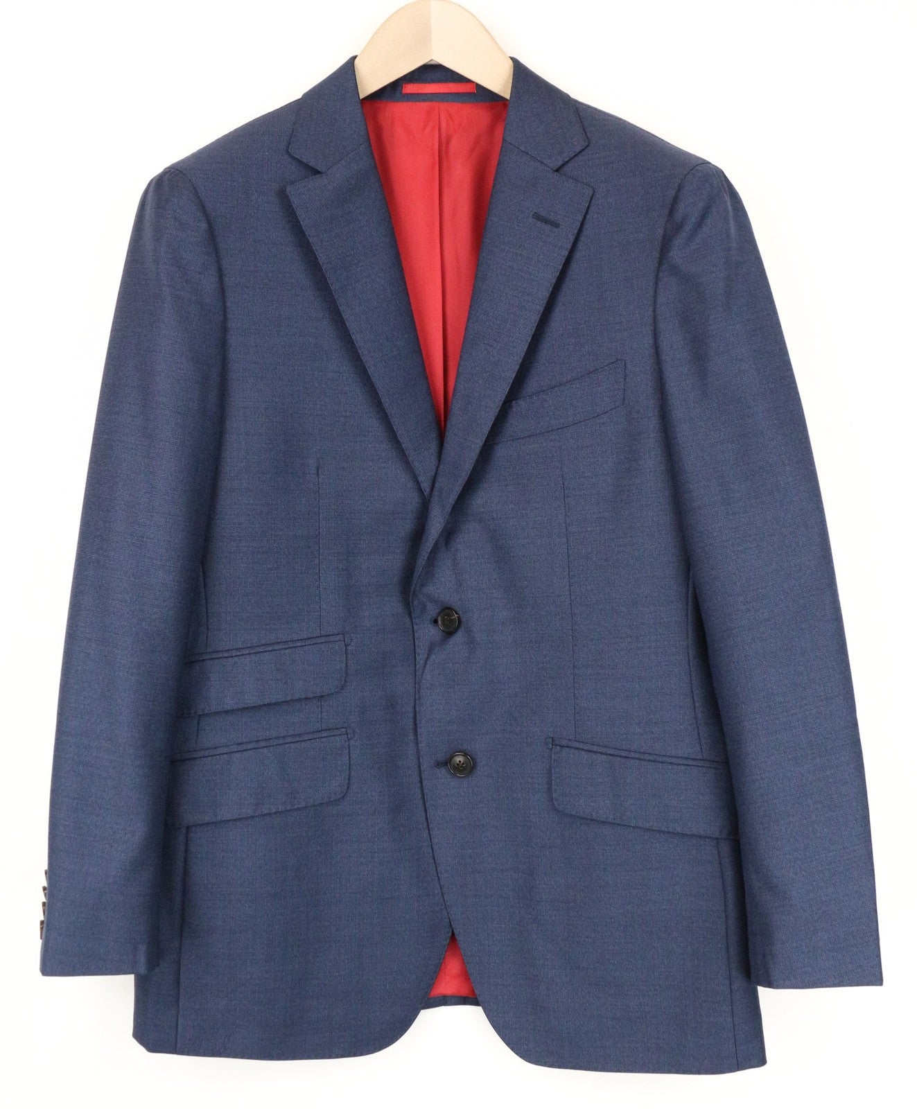 „SUITSUPPLY Sienna“ vyriškas mėlynas languotas vilnonis švarkas su UK38S raštu, klasikinio stiliaus, mėlynas 