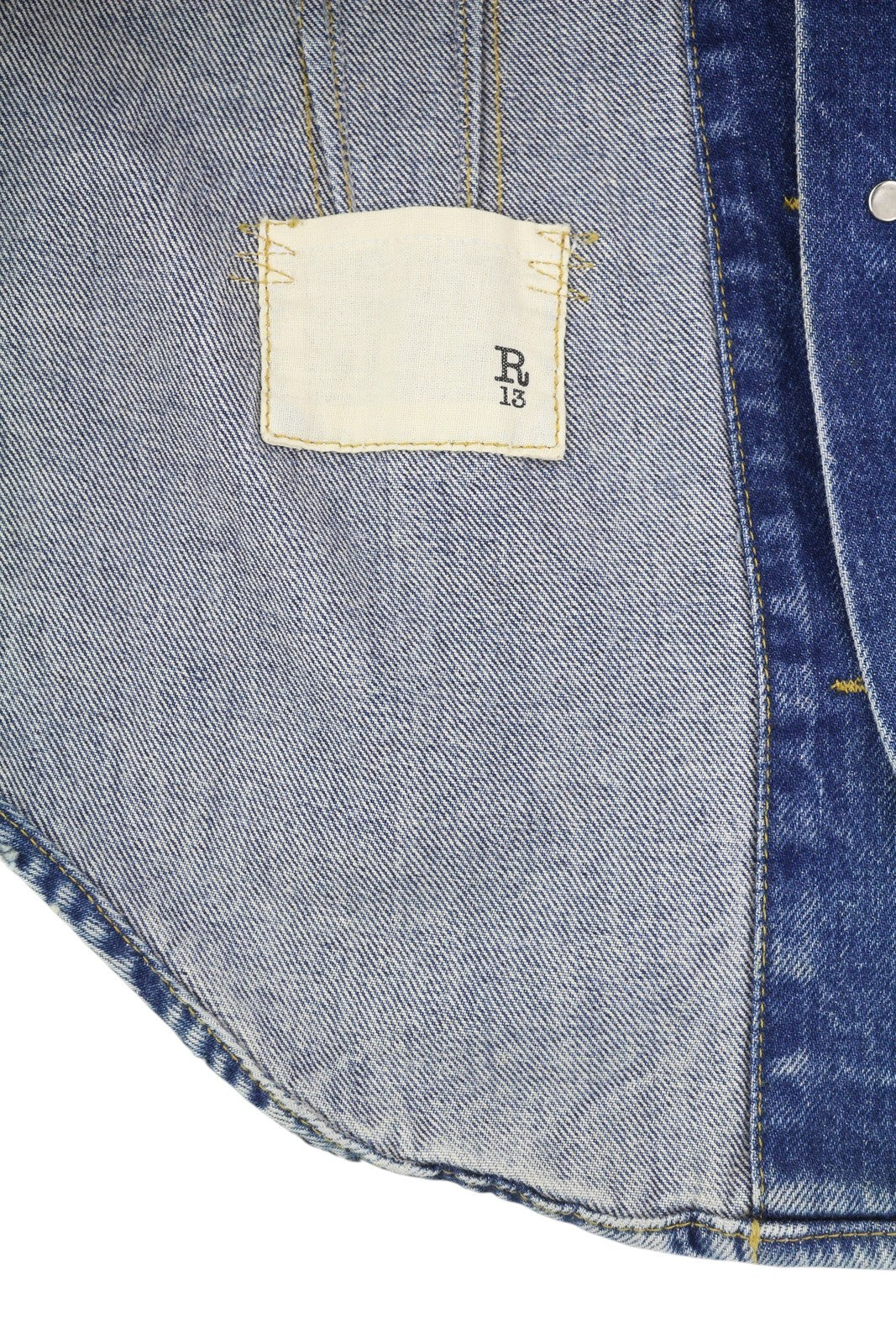 R13 Raglan Trucker Shirt Women Jacket M Kelly Tex Button-Up Faded Washed Denim