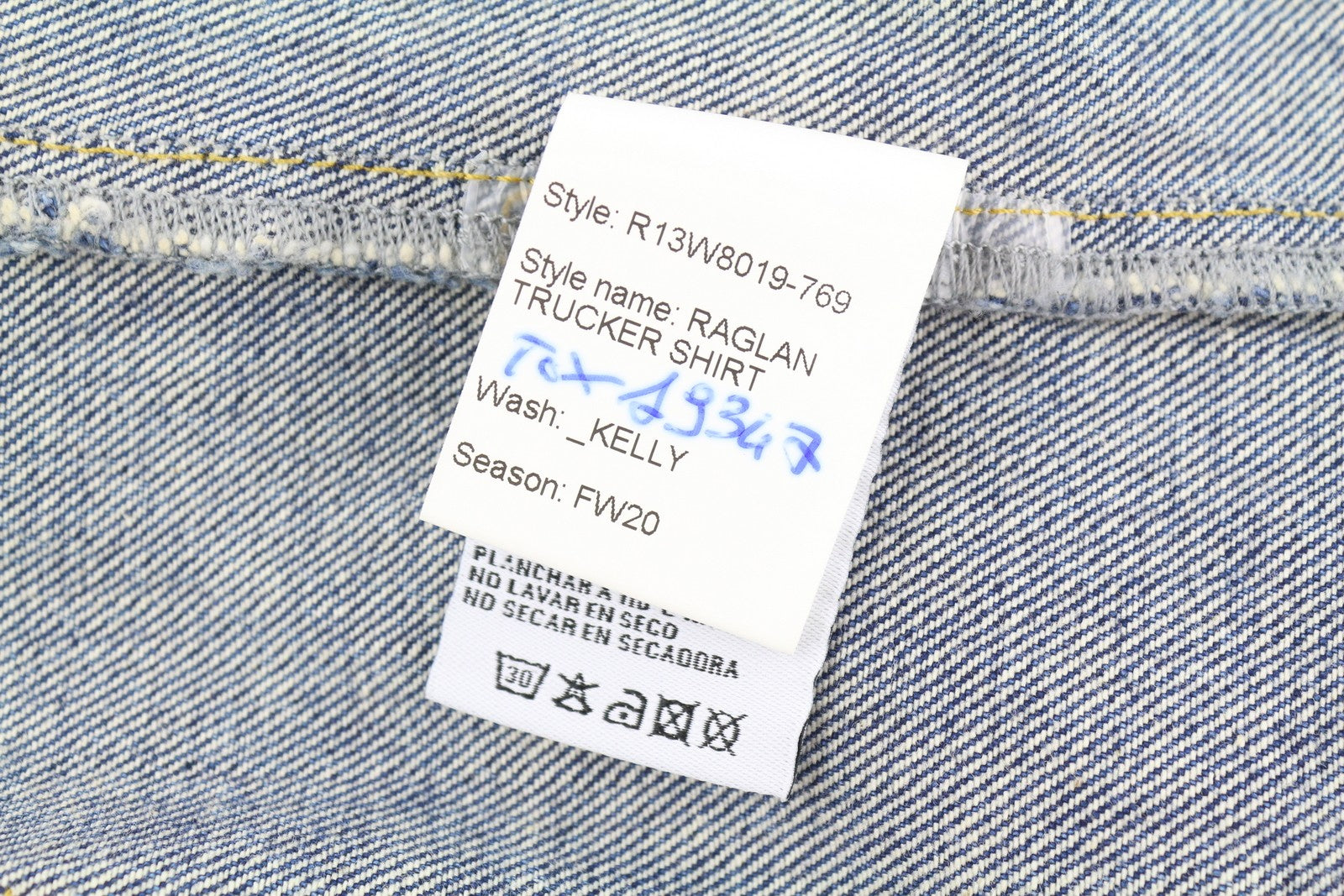 R13 Raglan Trucker Shirt Women Jacket M Kelly Tex Button-Up Faded Washed Denim