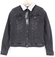 REPLAY moteriškas S dydžio pilkas džinsinis švarkas su medvilniniu pamušalu ir trumpu stiliumi 