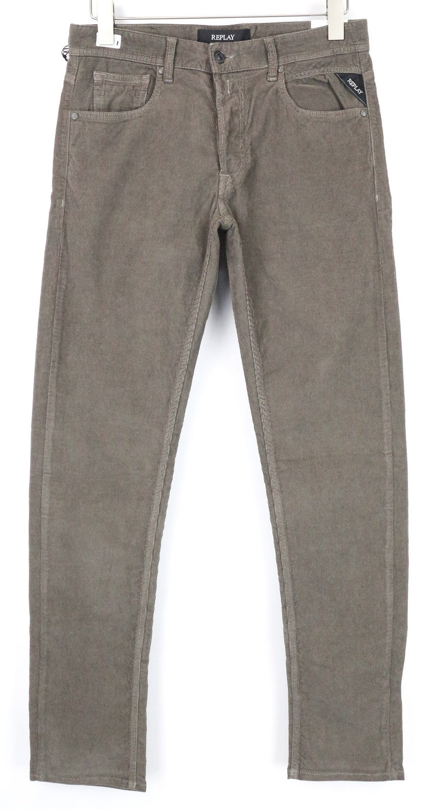 REPLAY Grover Men's W29/L34 Brown Corduroy Trousers Straight Cotton Stretch