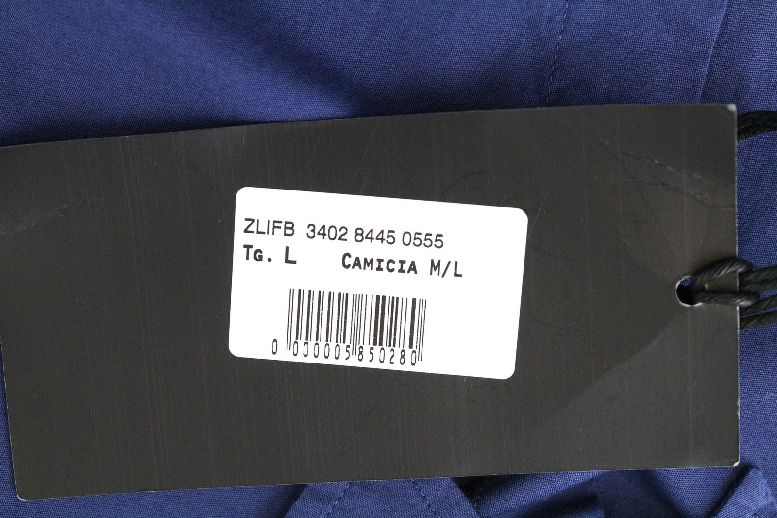 RICHMOND vyriški mėlyni medvilniniai tamprūs marškinėliai su logotipu ir ilgomis rankovėmis, L dydžio 