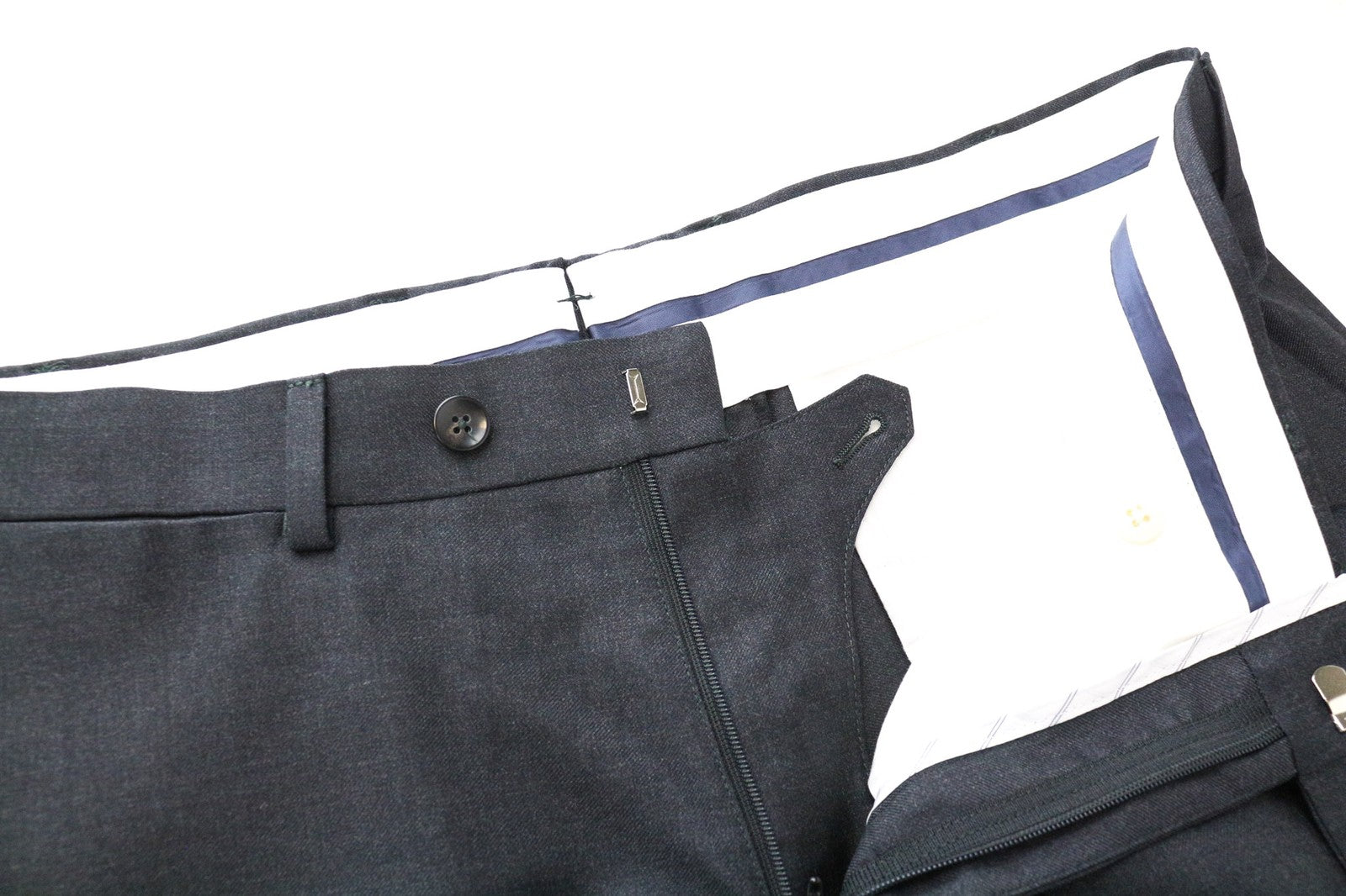 SUITSUPPLY Brescia Men's UK42S Dark Grey Wool Trousers Classic Pleated Lined