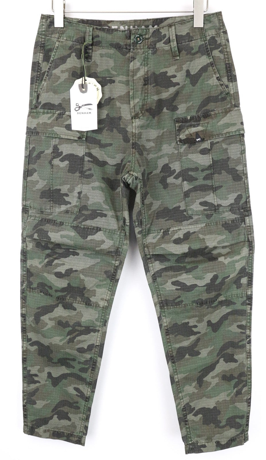 DENHAM Nato Men's W29/L32 Green Cotton Cargo Pants Military Print Pattern
