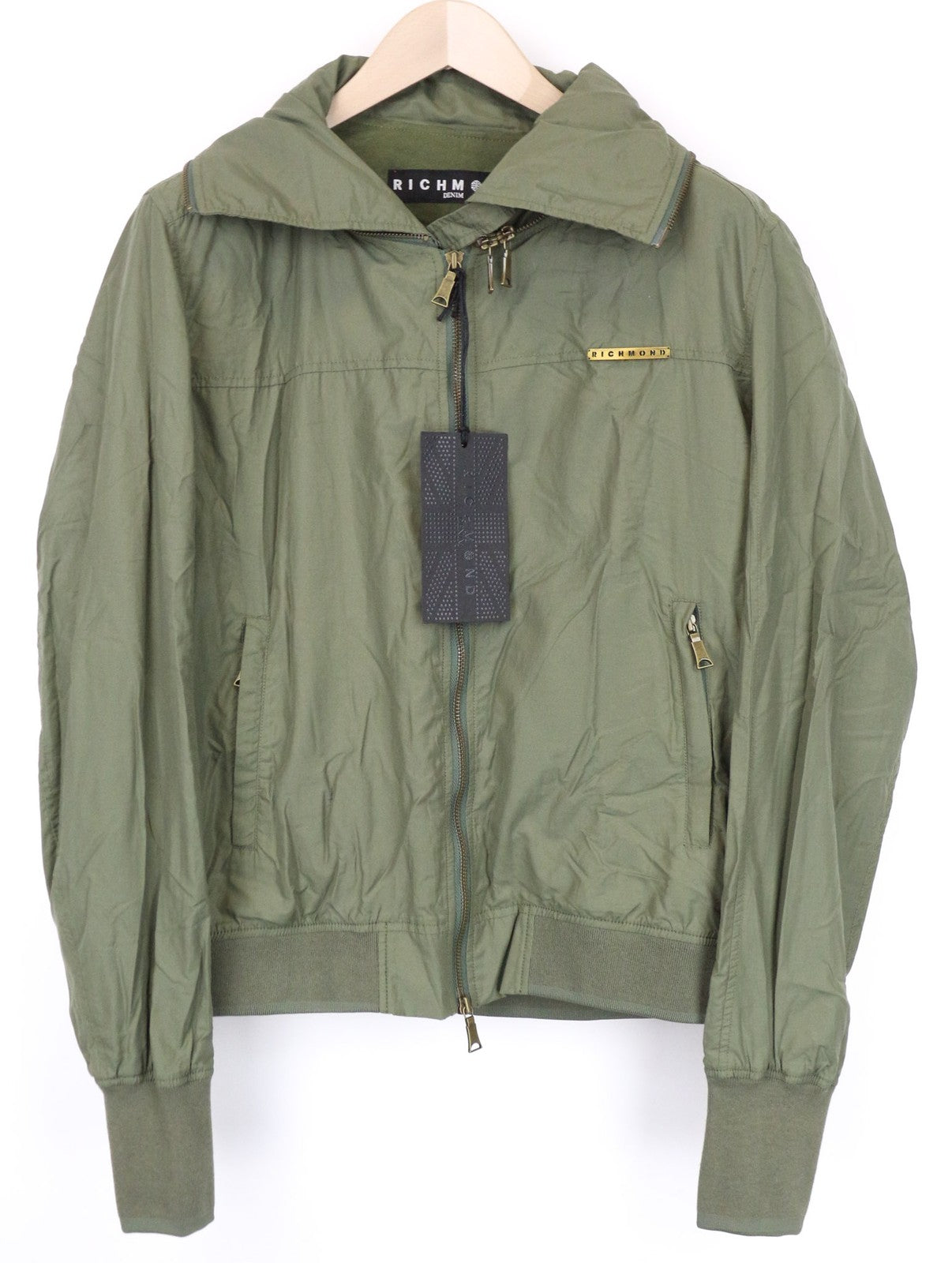 RICHMOND Men's Jacket 48 Green Lightweight Single-Breasted Zipped Long